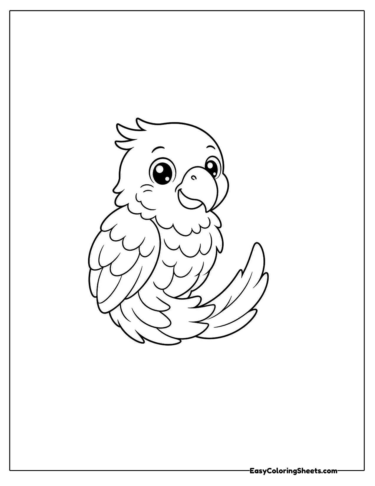 Parrot sitting with a curled tail