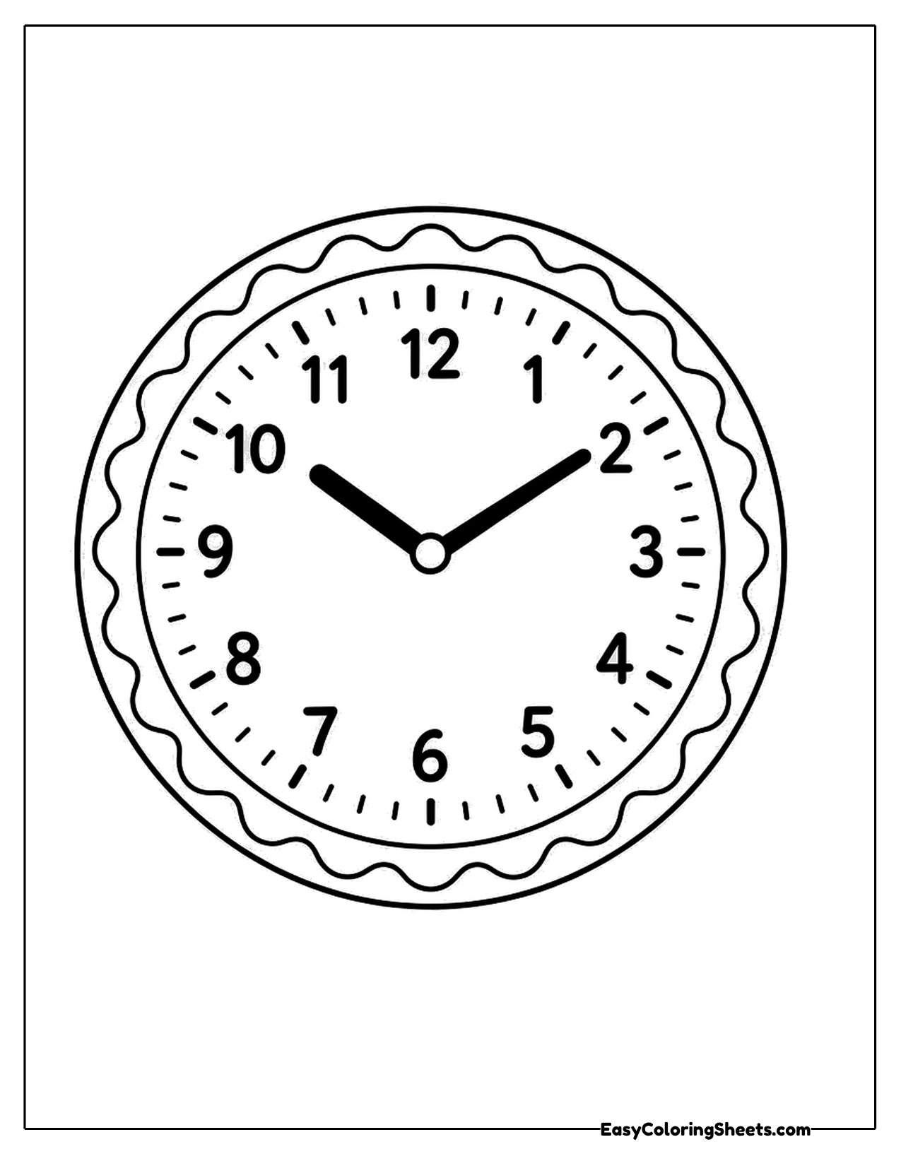 Round clock with a scalloped edge
