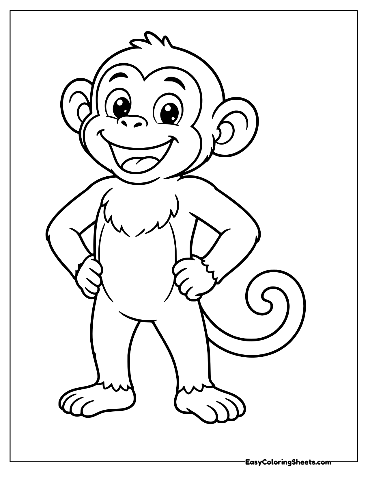 Proud monkey with hands on hips