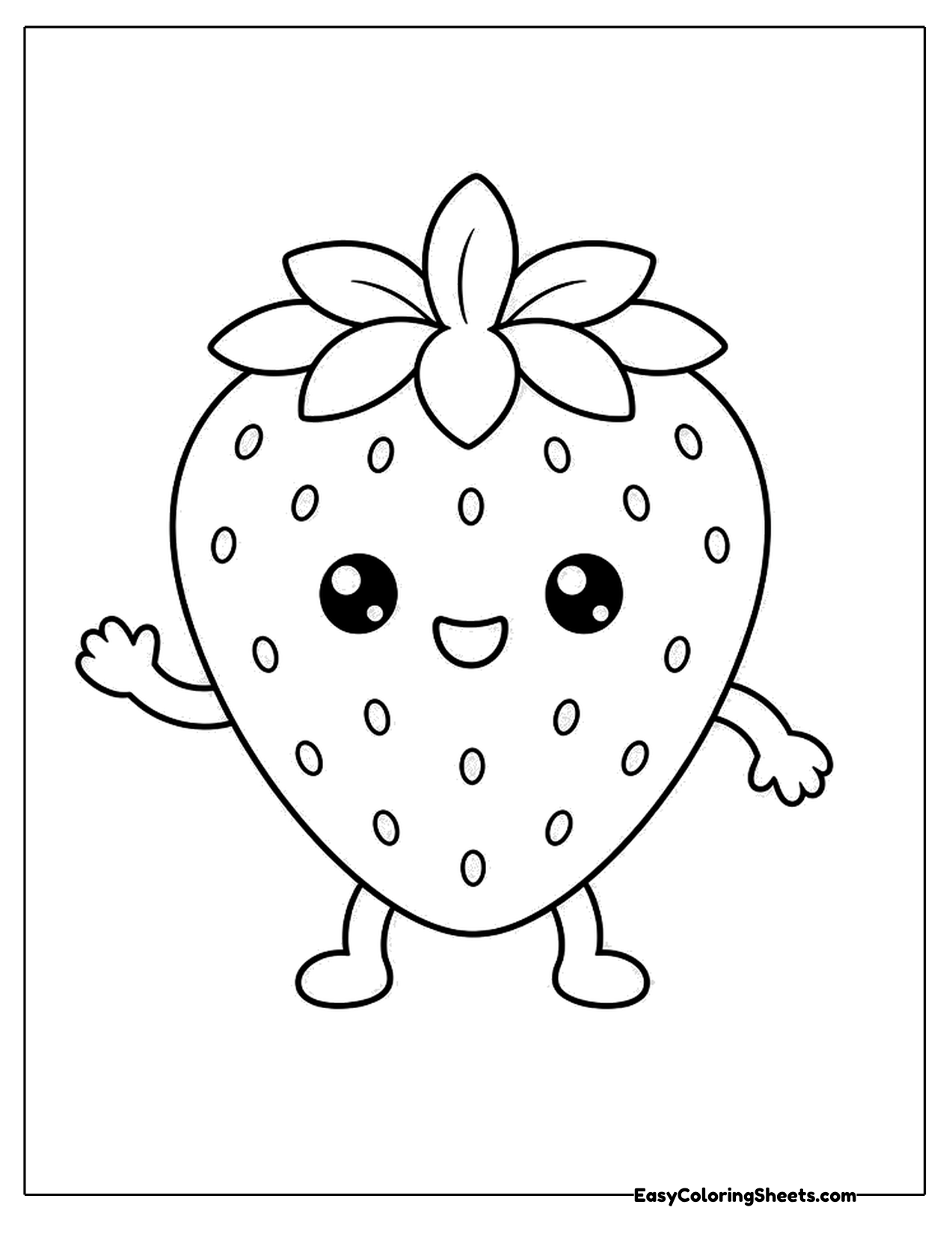 Smiling strawberry character with arms and legs