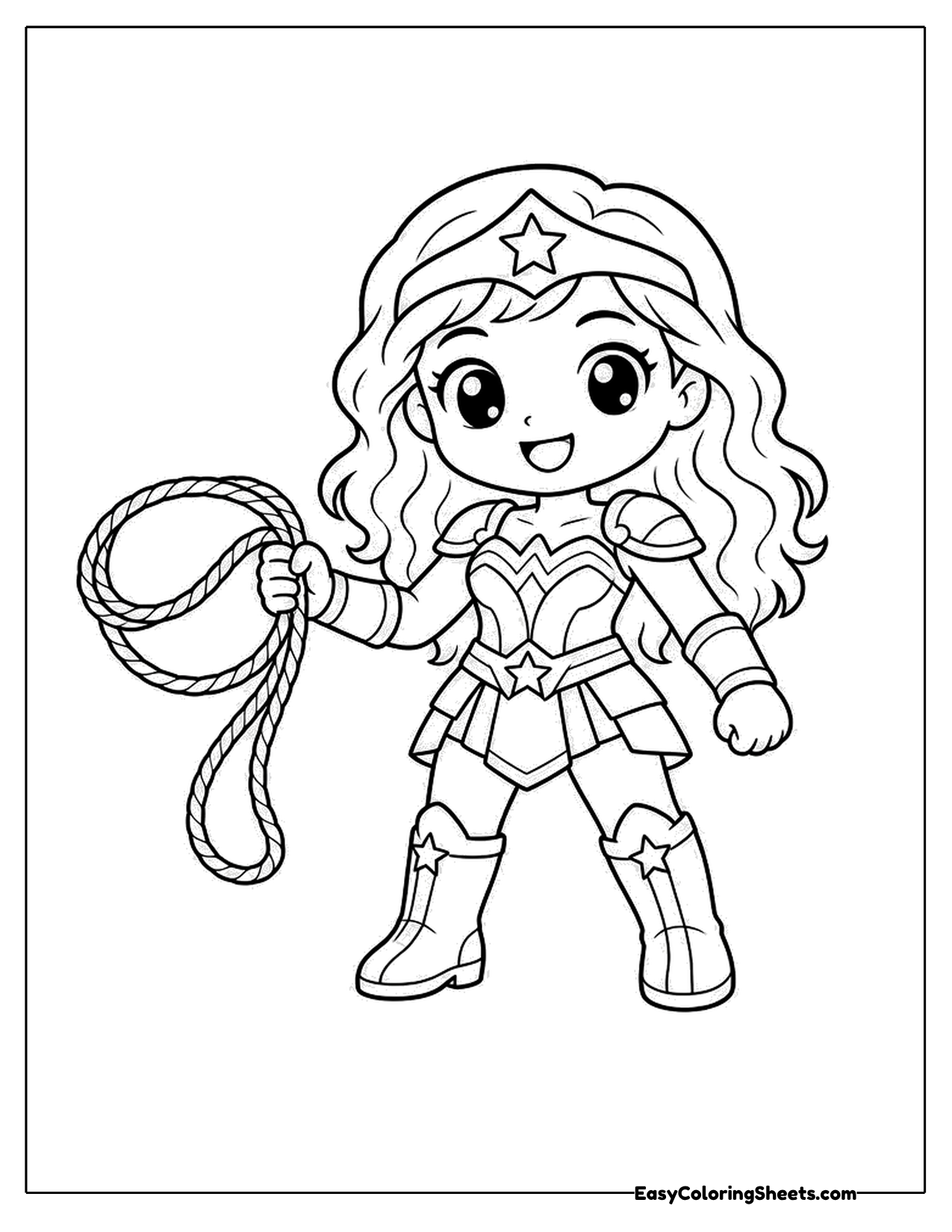 Young warrior princess holding a golden lasso