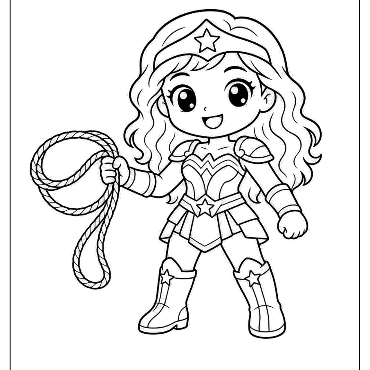 Young warrior princess holding a golden lasso