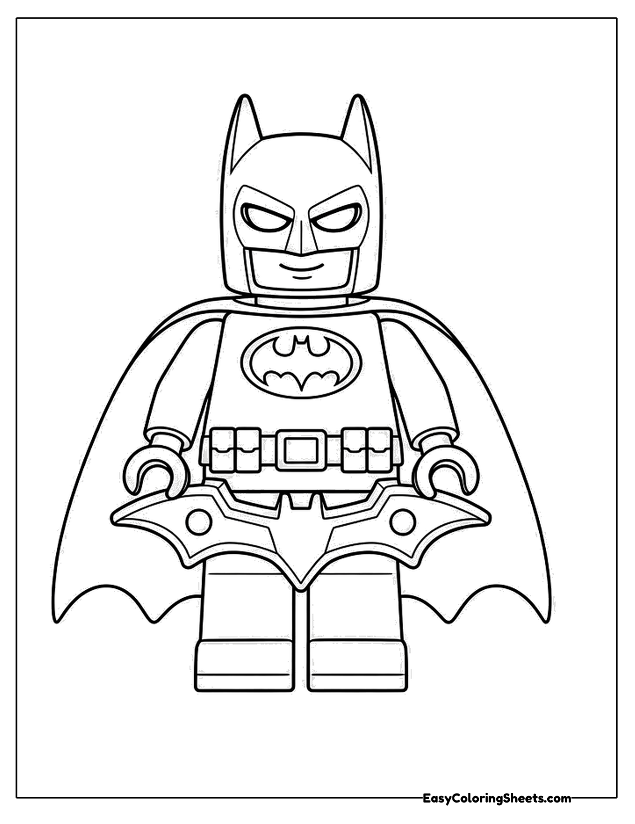 Toy brick bat hero with a belt gadget