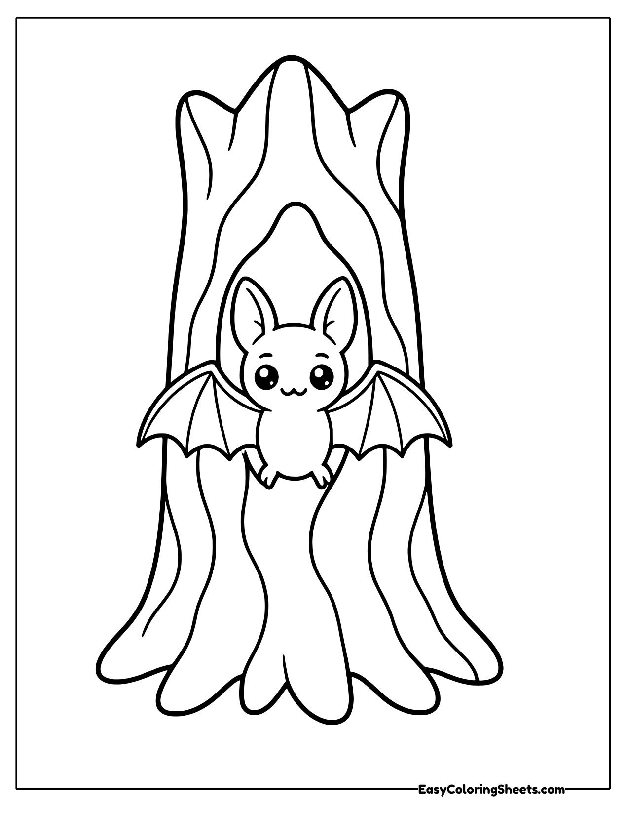 Bat peeking out of a hollow tree