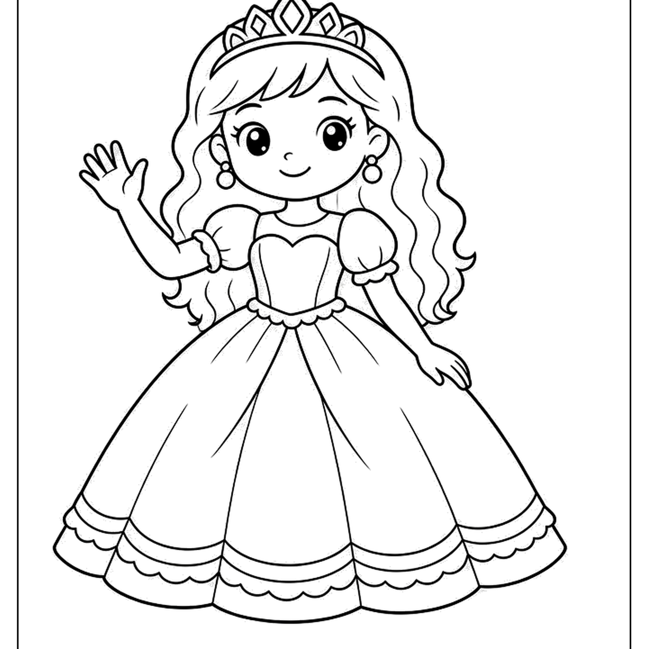 Princess waving in a ball gown