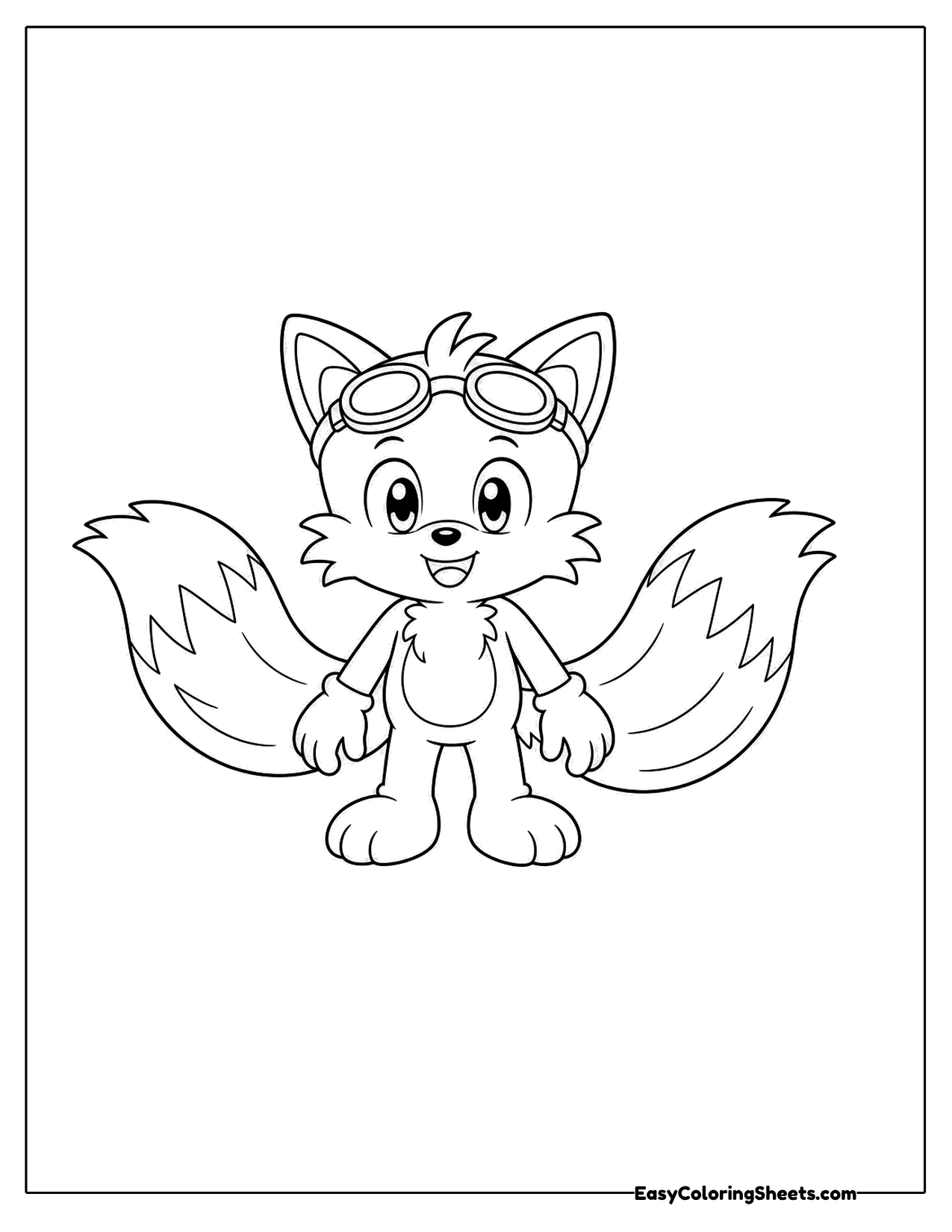 Two-tailed fox wearing goggles