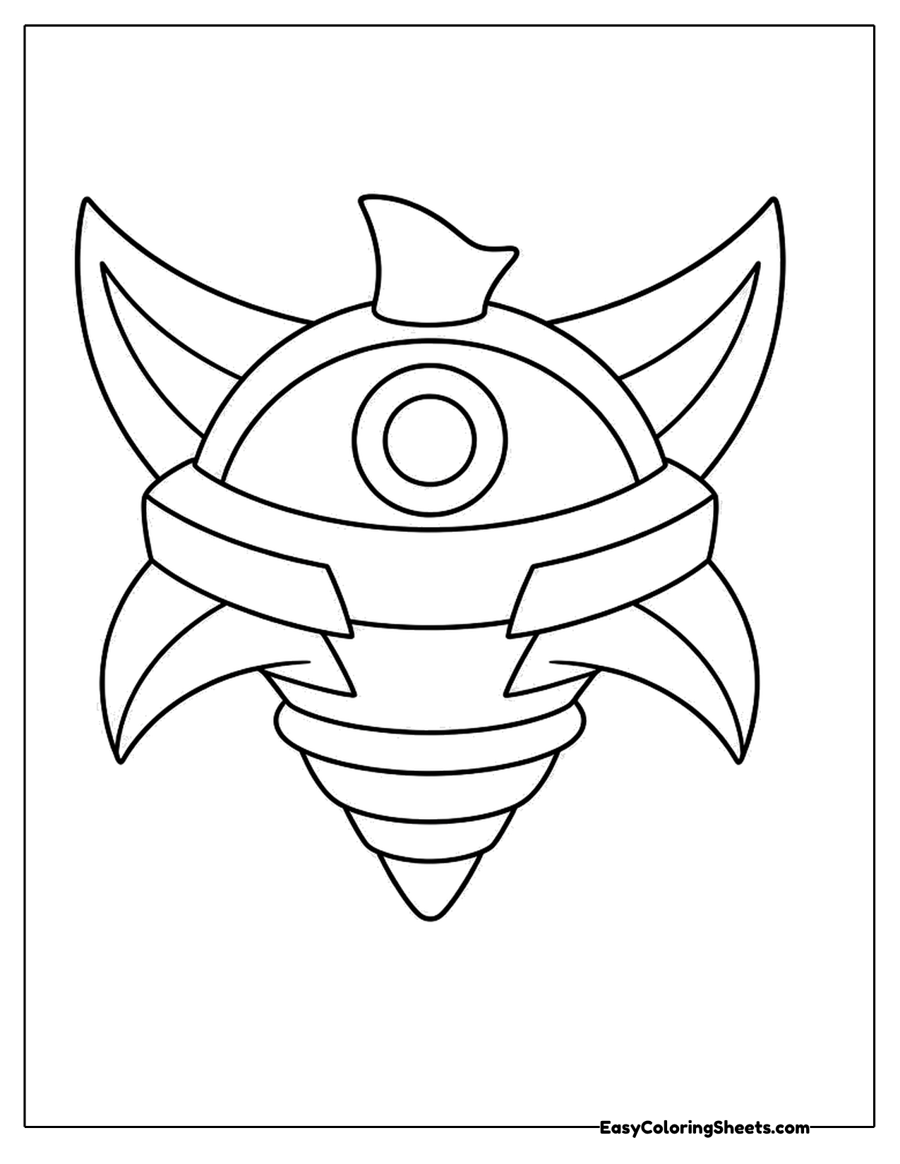 Battle top with horn-like blades and a round eye