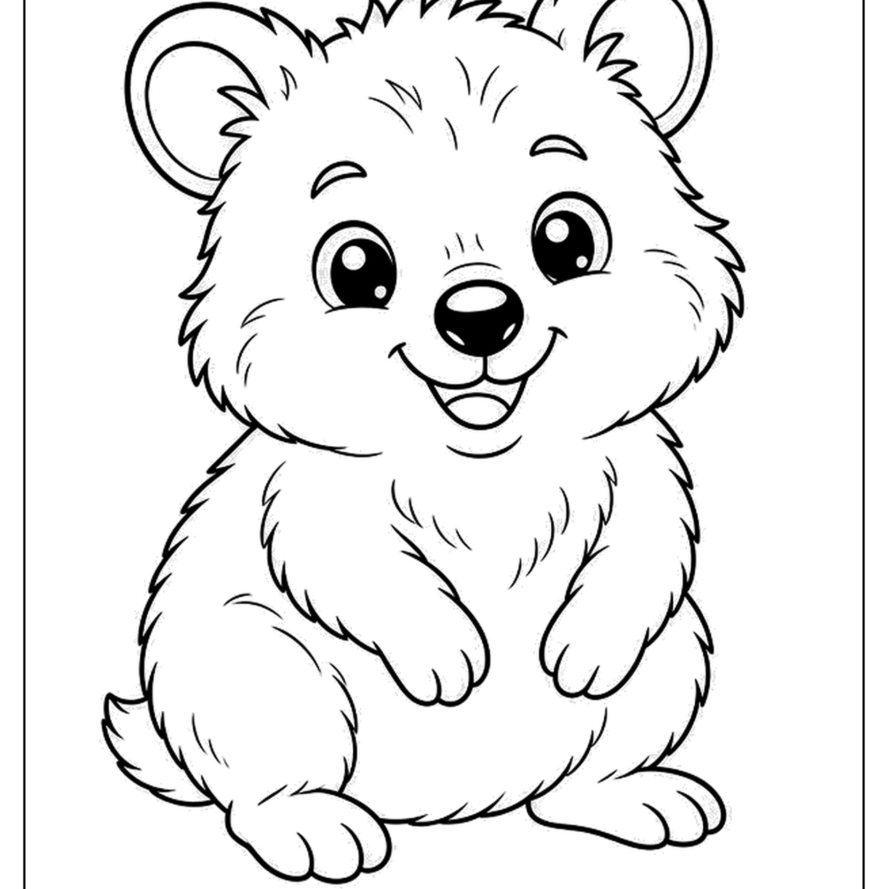 Baby quokka sitting with a big smile