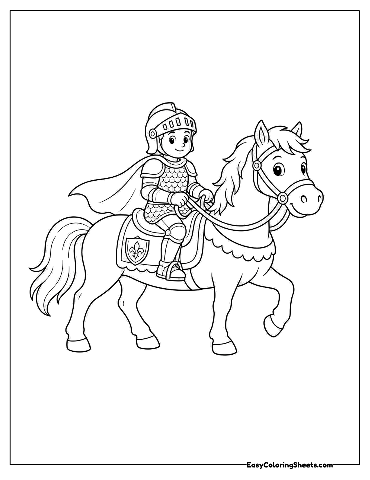 Knight riding a horse into adventure