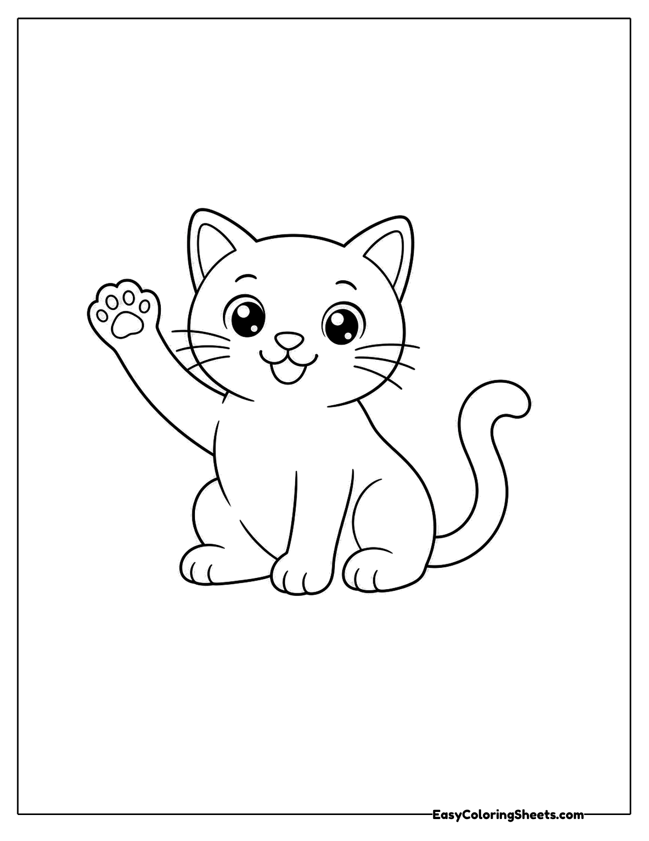 Kitten waving one paw hello