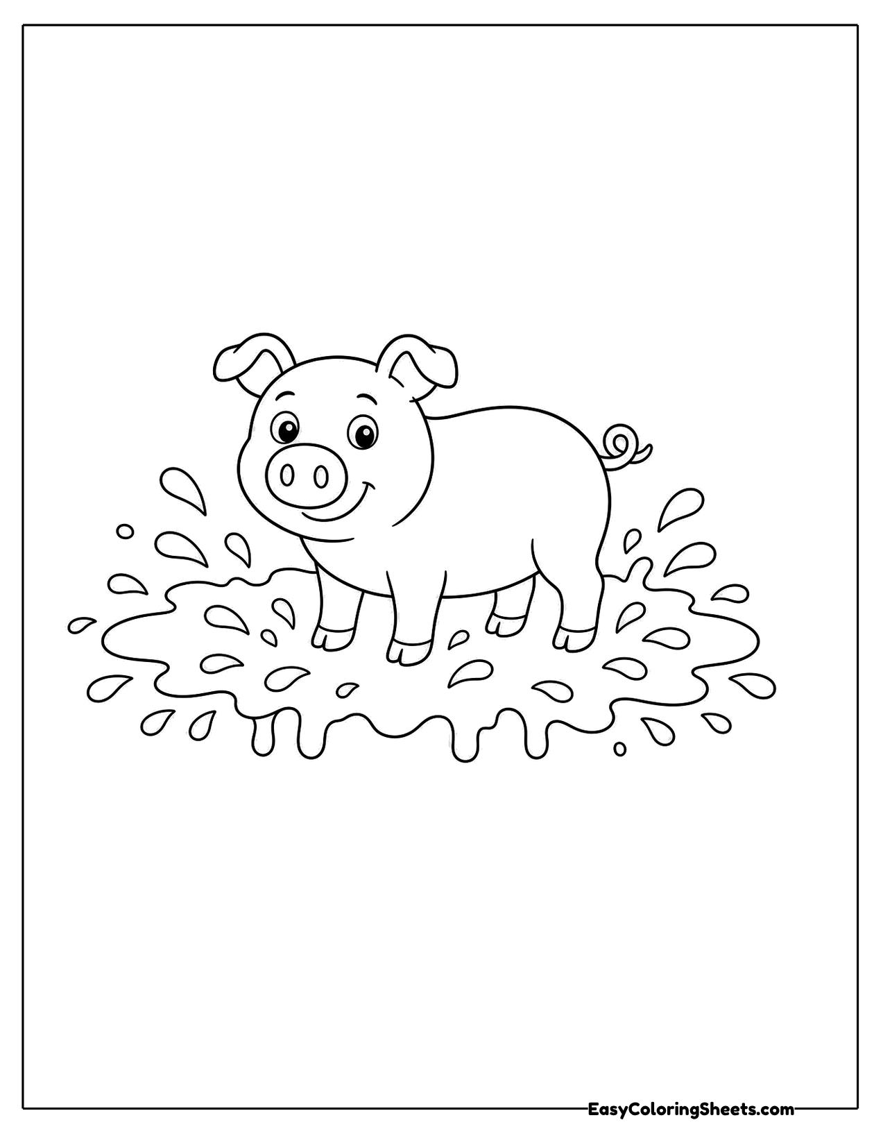 Pig playing in a mud puddle