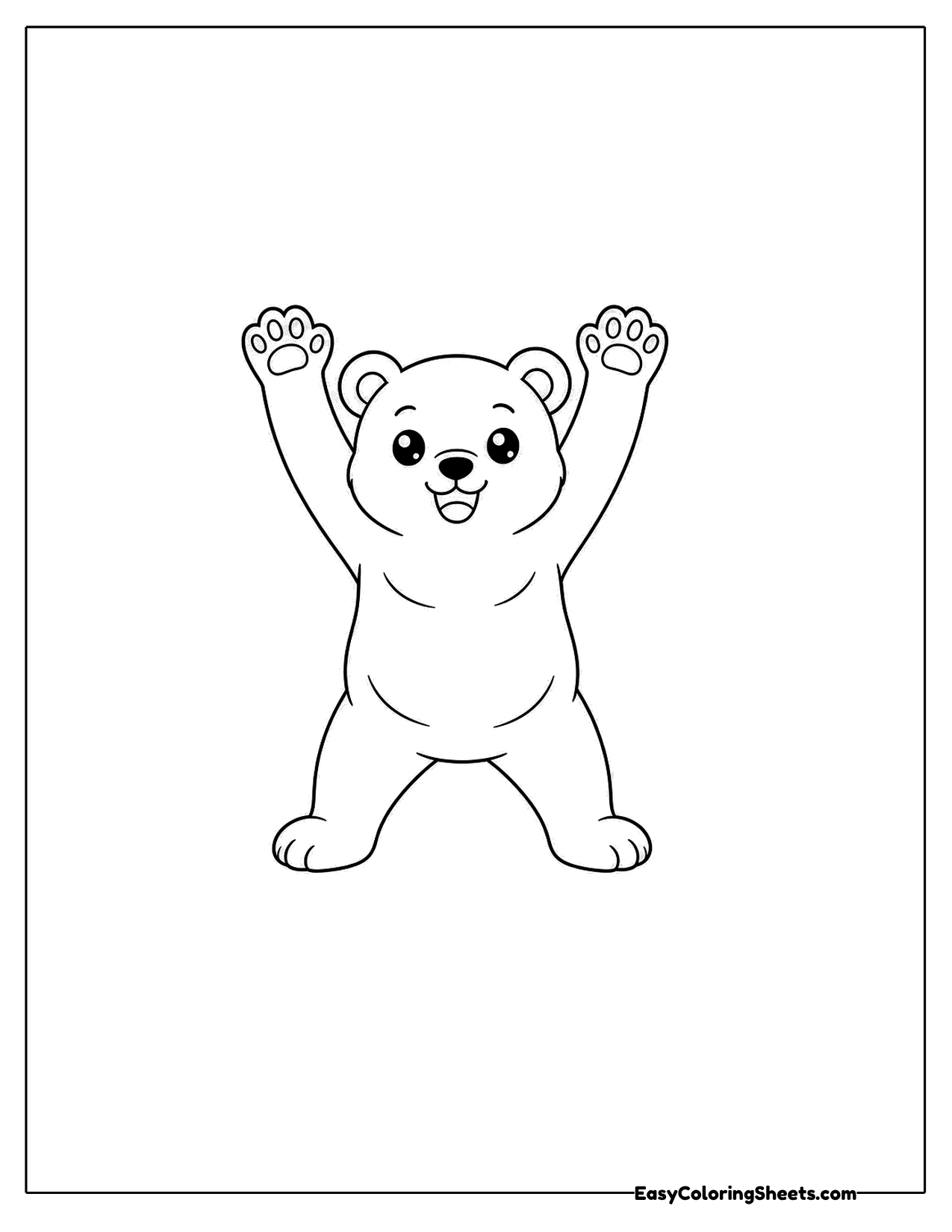 Bear cub stretching its arms up
