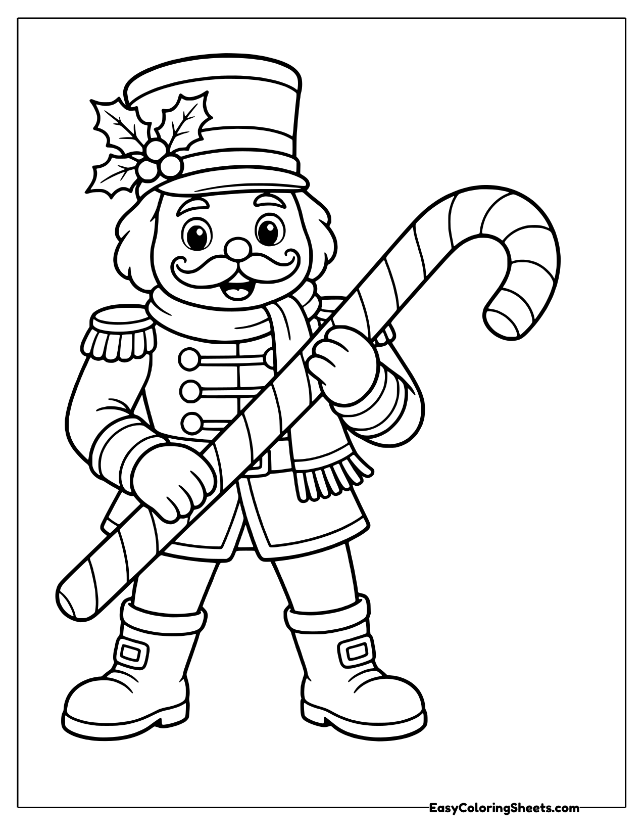 Nutcracker holding a giant candy cane