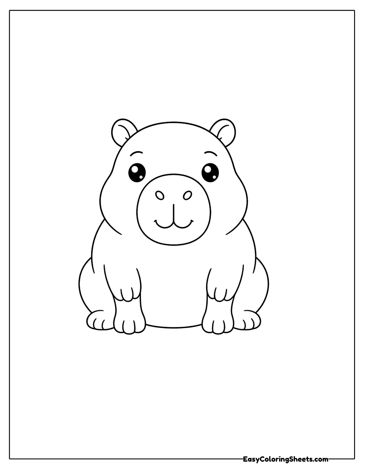 Capybara sitting and facing forward