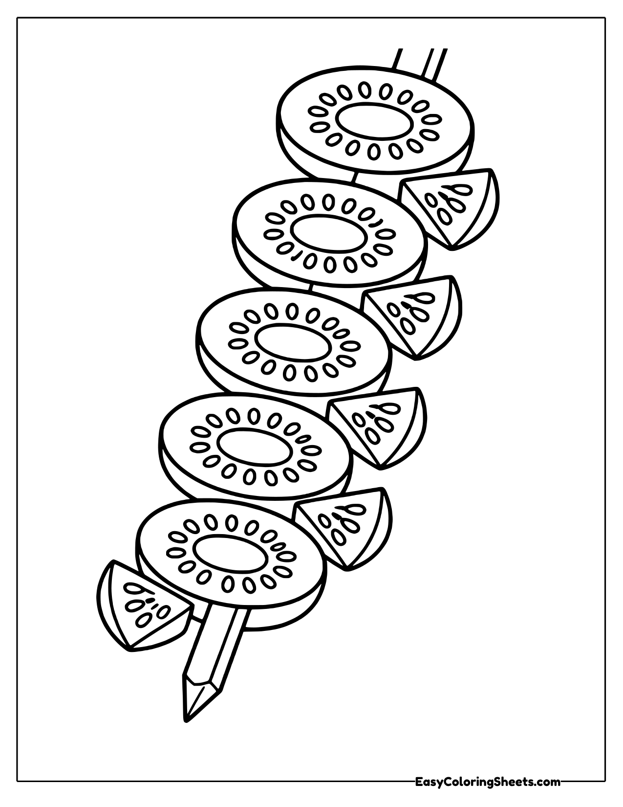 Kiwi slices on a skewer