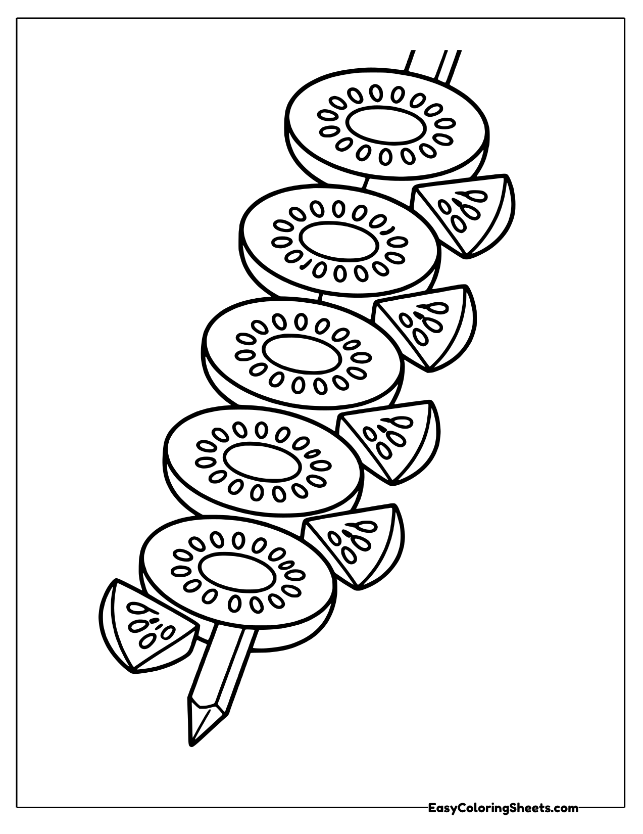 Kiwi slices on a skewer