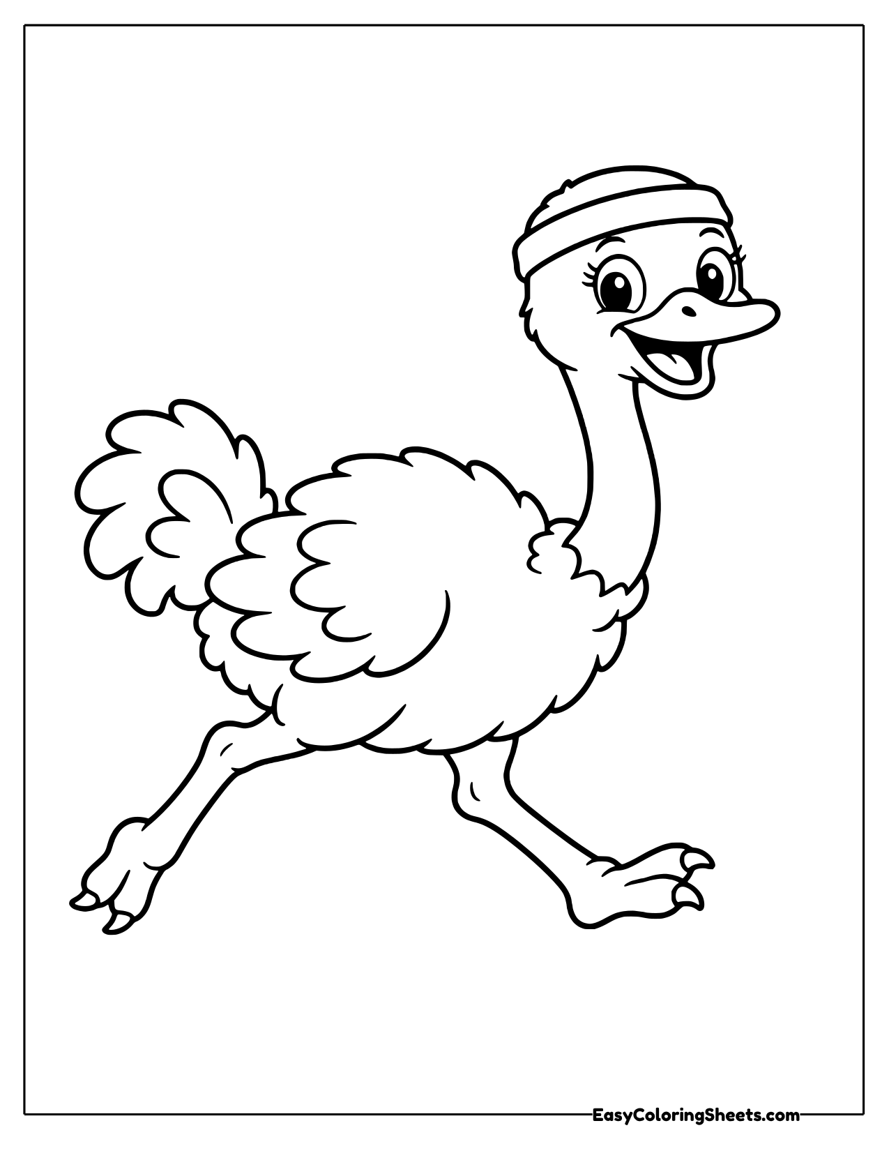 Jogging ostrich wearing a sweatband
