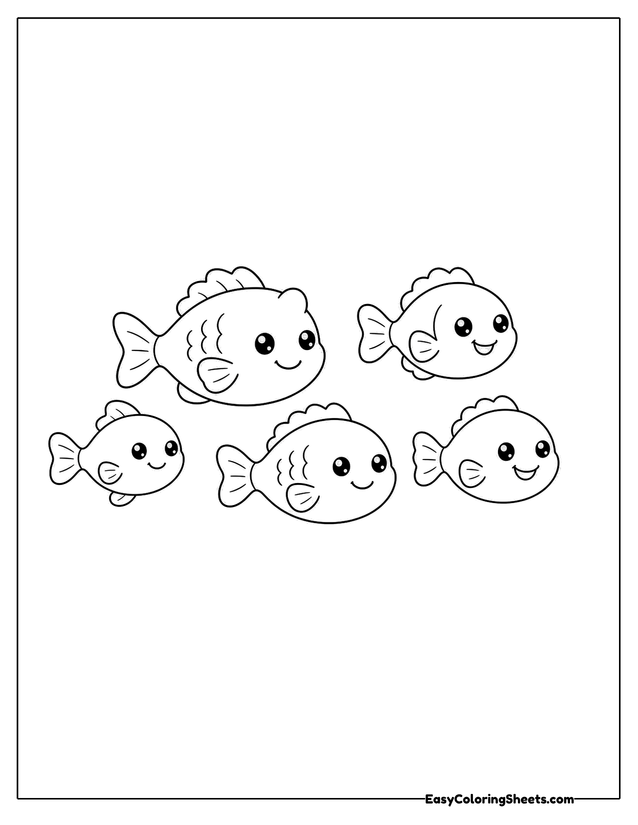 School of small cartoon fish swimming together