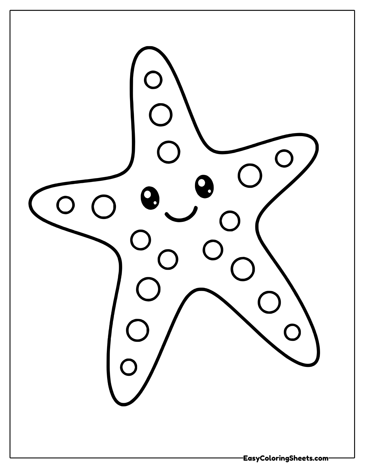 Tall smiling starfish covered in round bumps on its arms