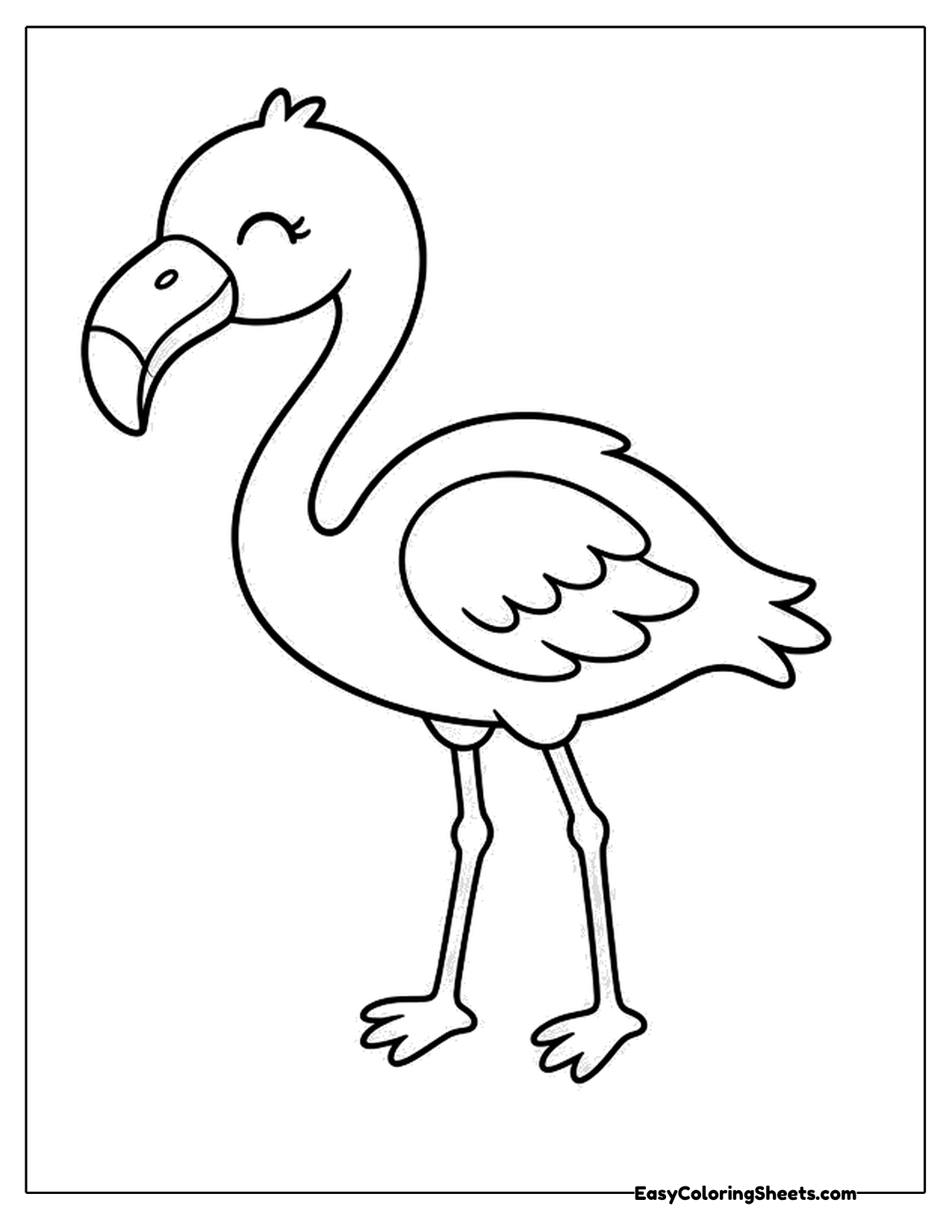 Cute flamingo with closed smiling eyes