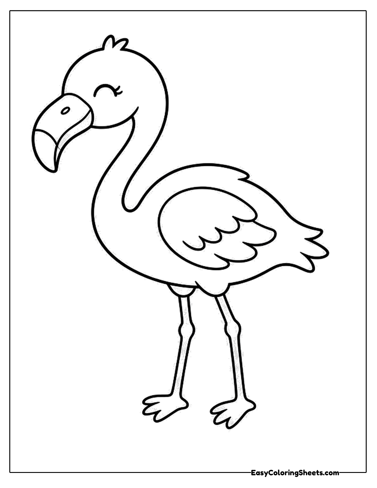 Cute flamingo with closed smiling eyes
