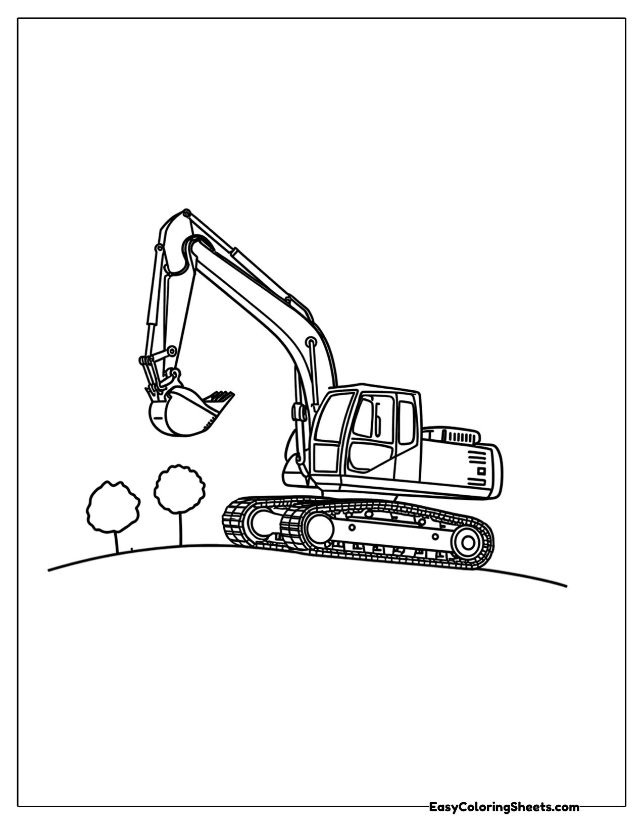 Excavator working on a hillside
