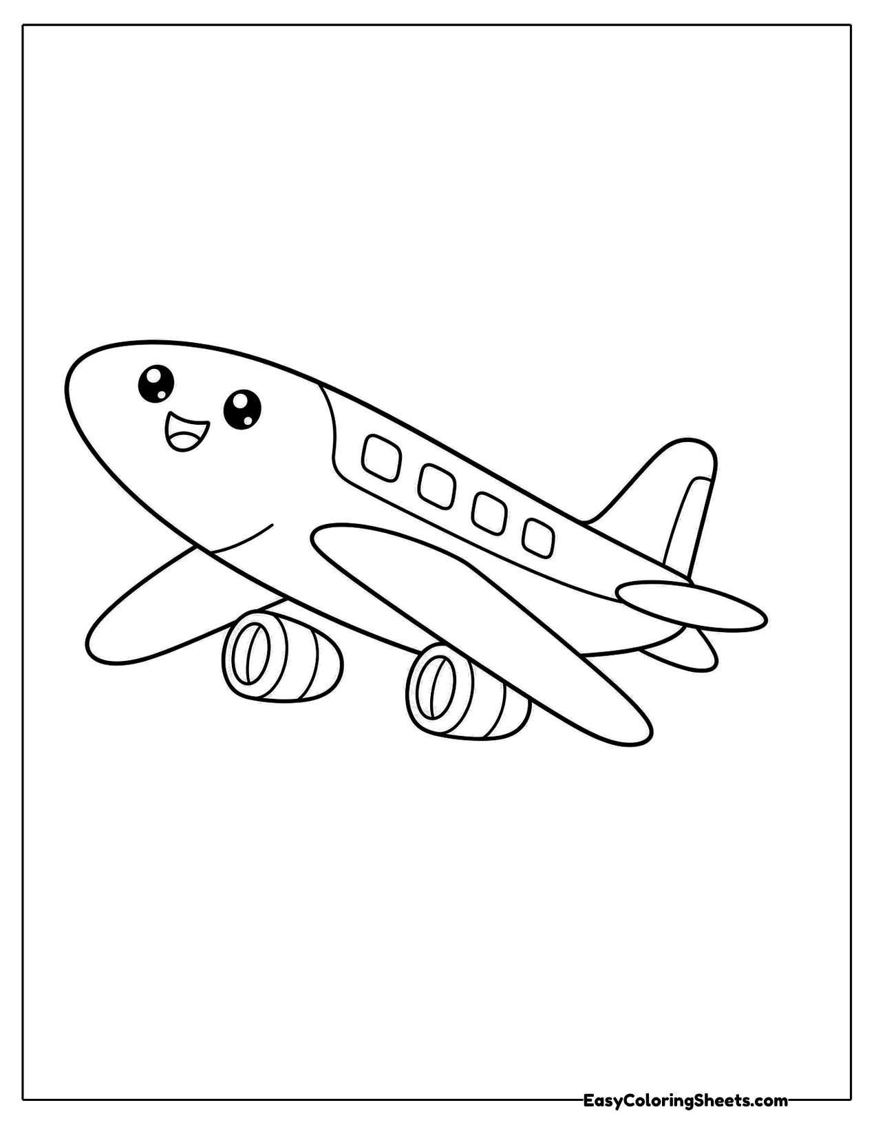 Smiling jet climbing upward after takeoff