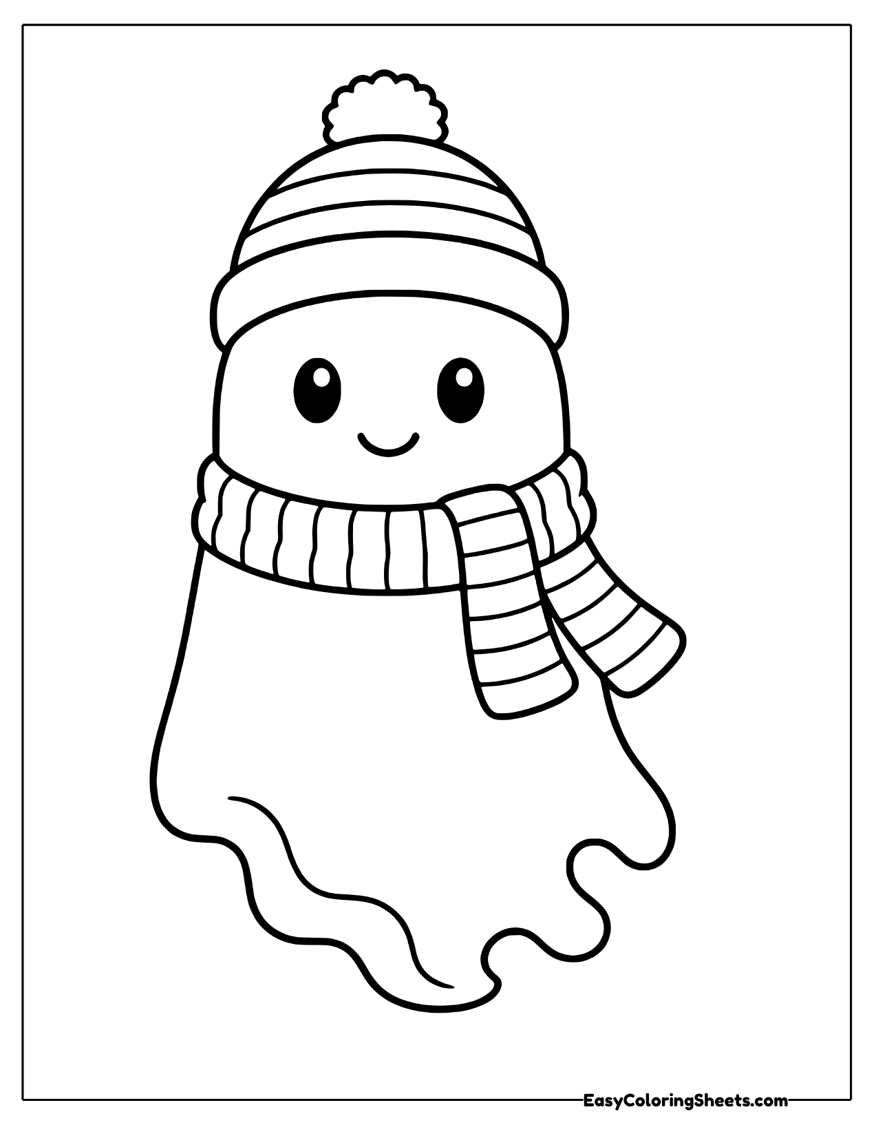 Ghost template wearing a knit scarf and beanie hat
