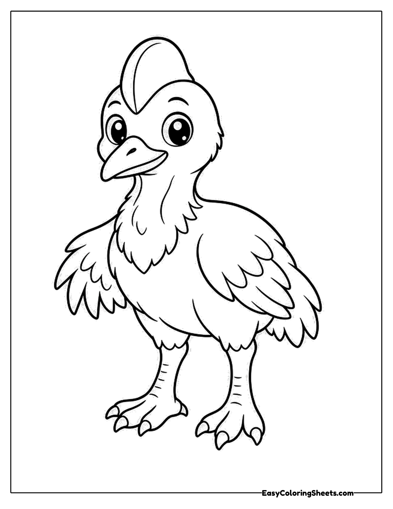 Cute cartoon cassowary character with a big casque