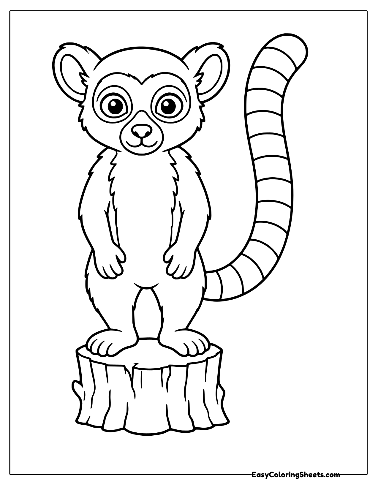 Lemur standing tall on a tree stump
