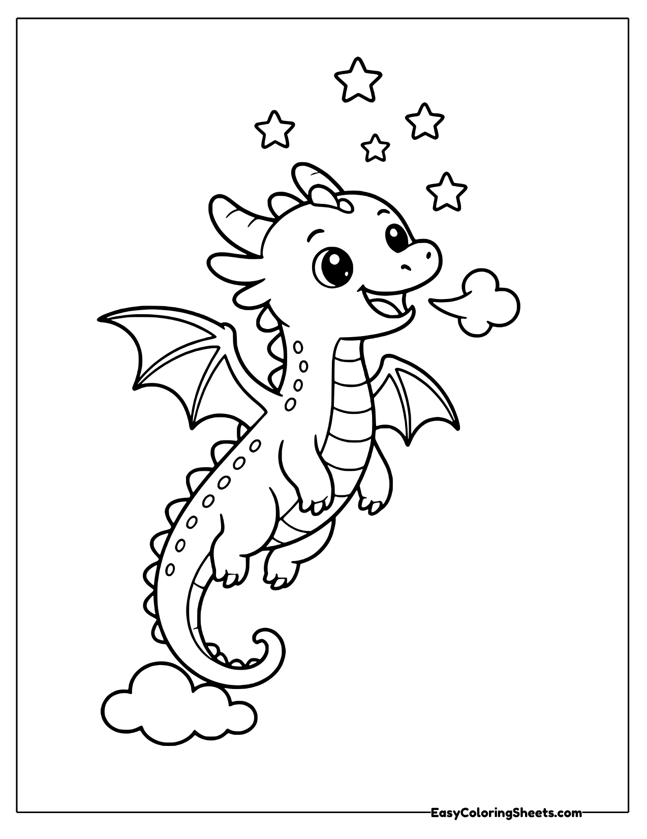 Dragon flying upward toward the stars