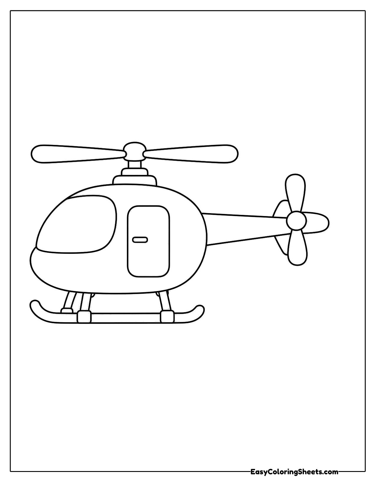 Simple helicopter with a round cabin and skids