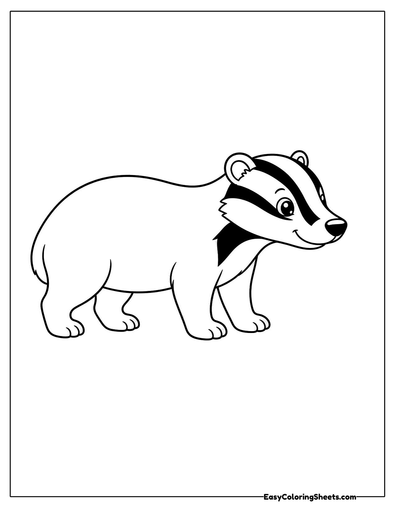 Badger walking with a striped head