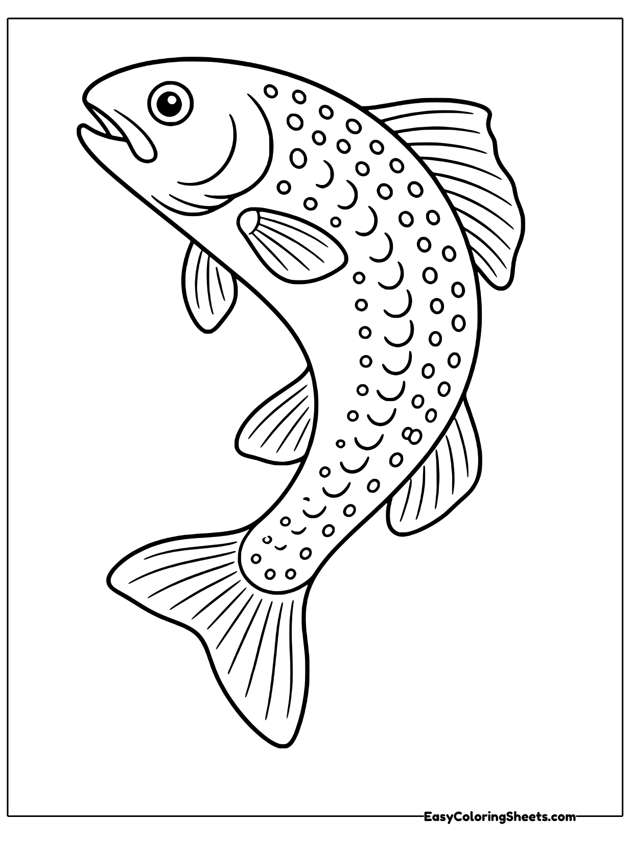 A trout curves its spotted body into a smooth S as it swims, with fins spread wide.