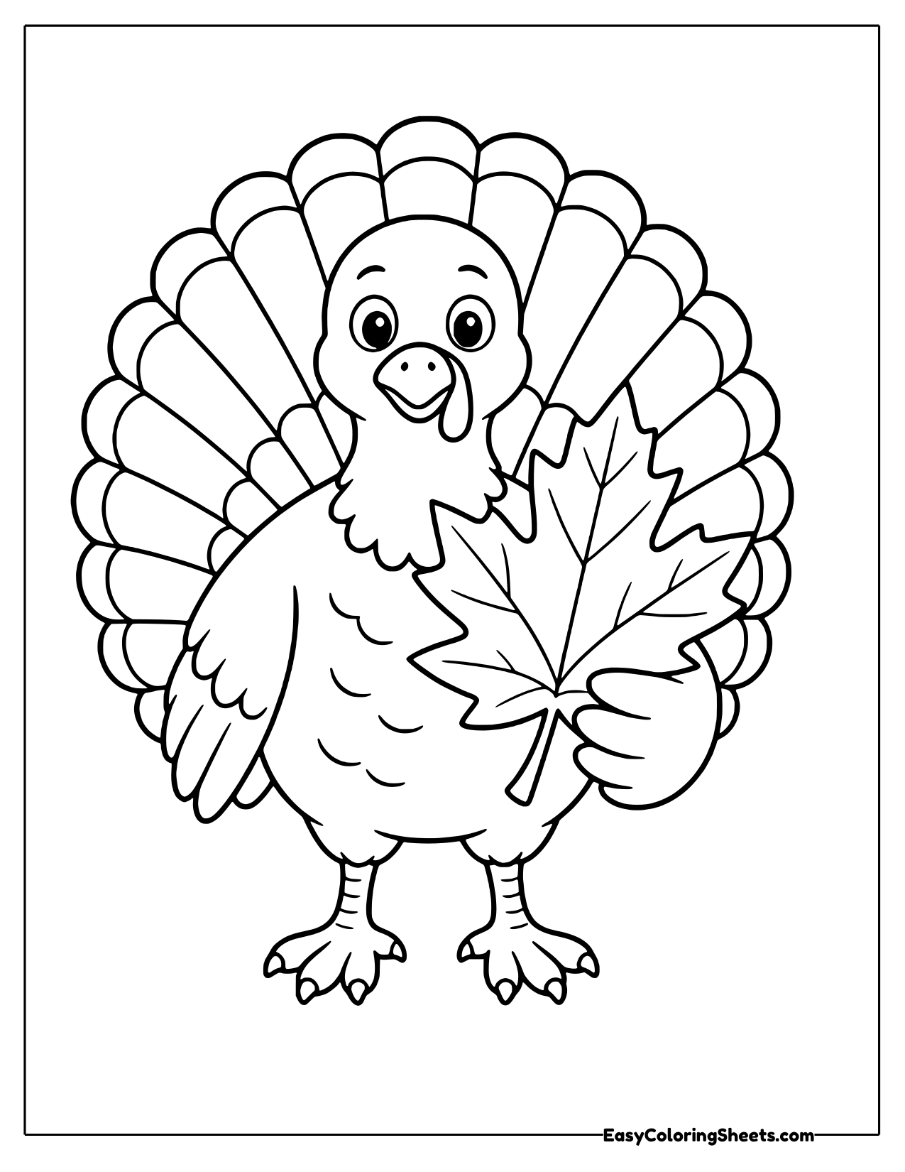 Turkey holding a single autumn leaf