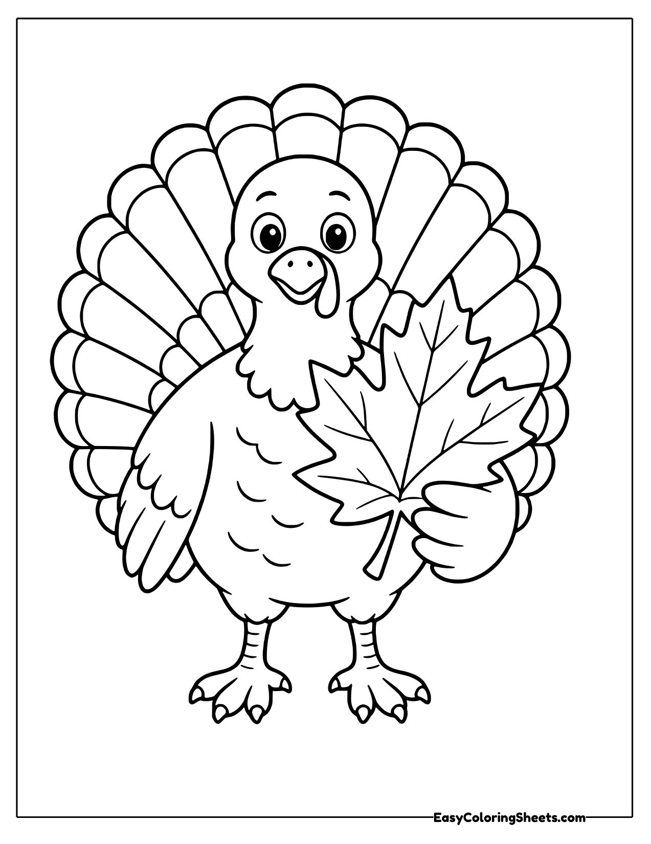 Turkey holding a single autumn leaf