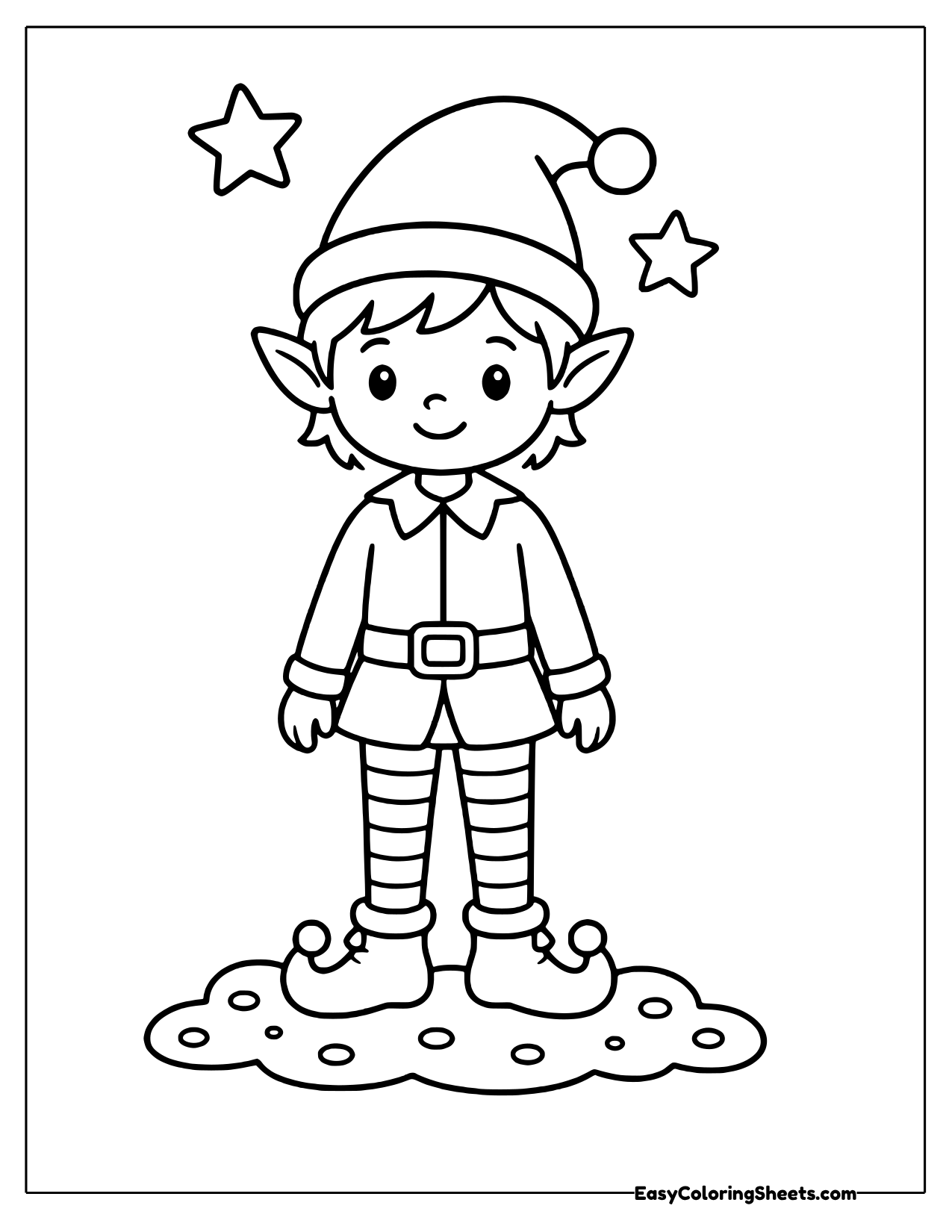 Older elf standing in a pointed hat