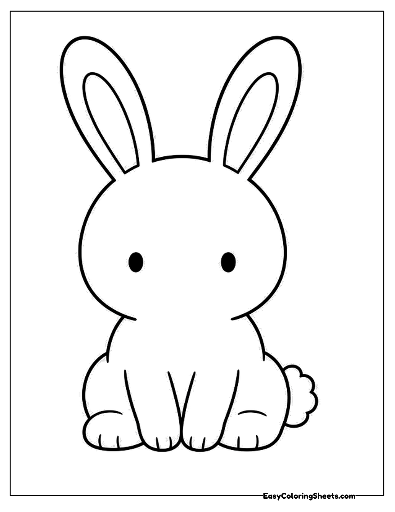 Simple bunny sitting with a fluffy tail