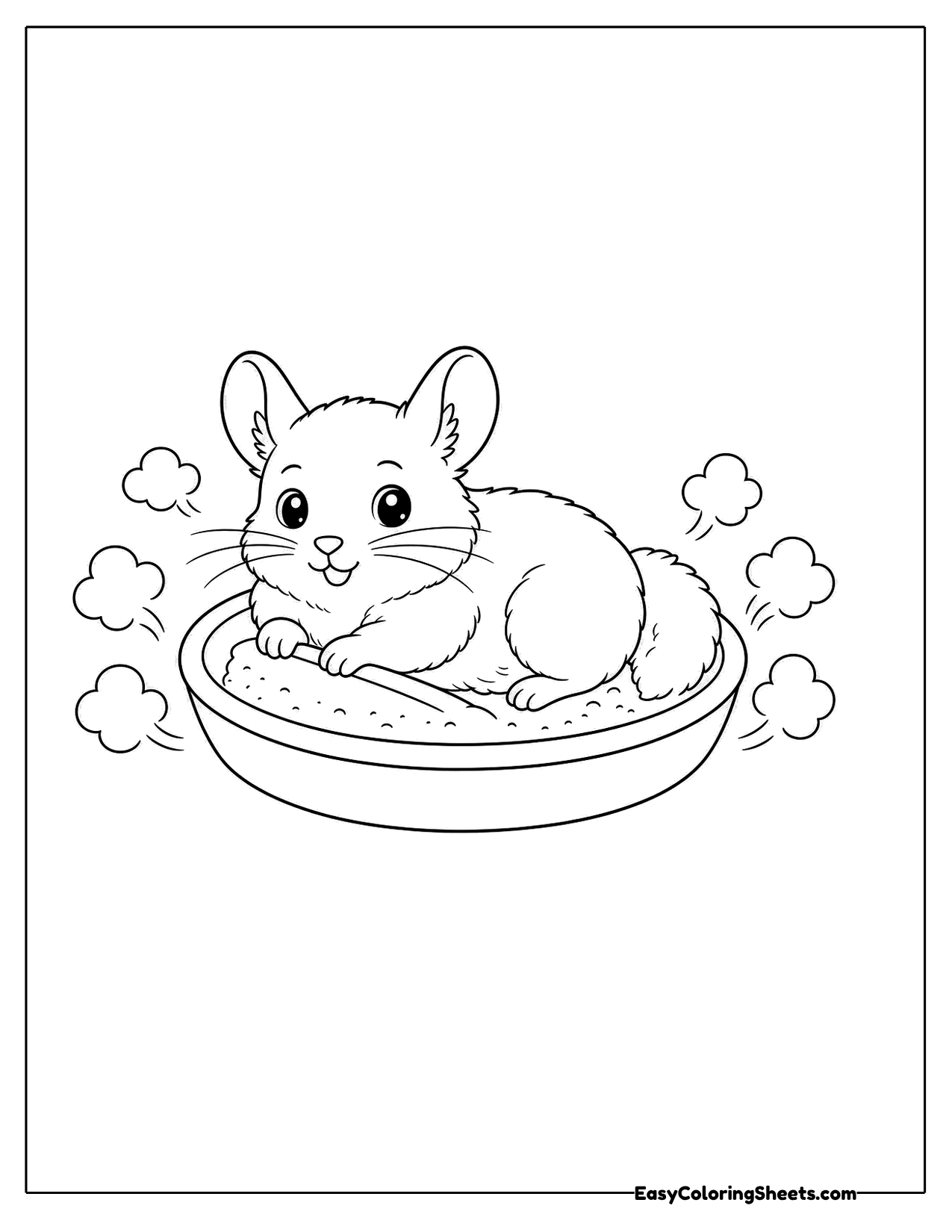 Chinchilla rolling in a dust bath