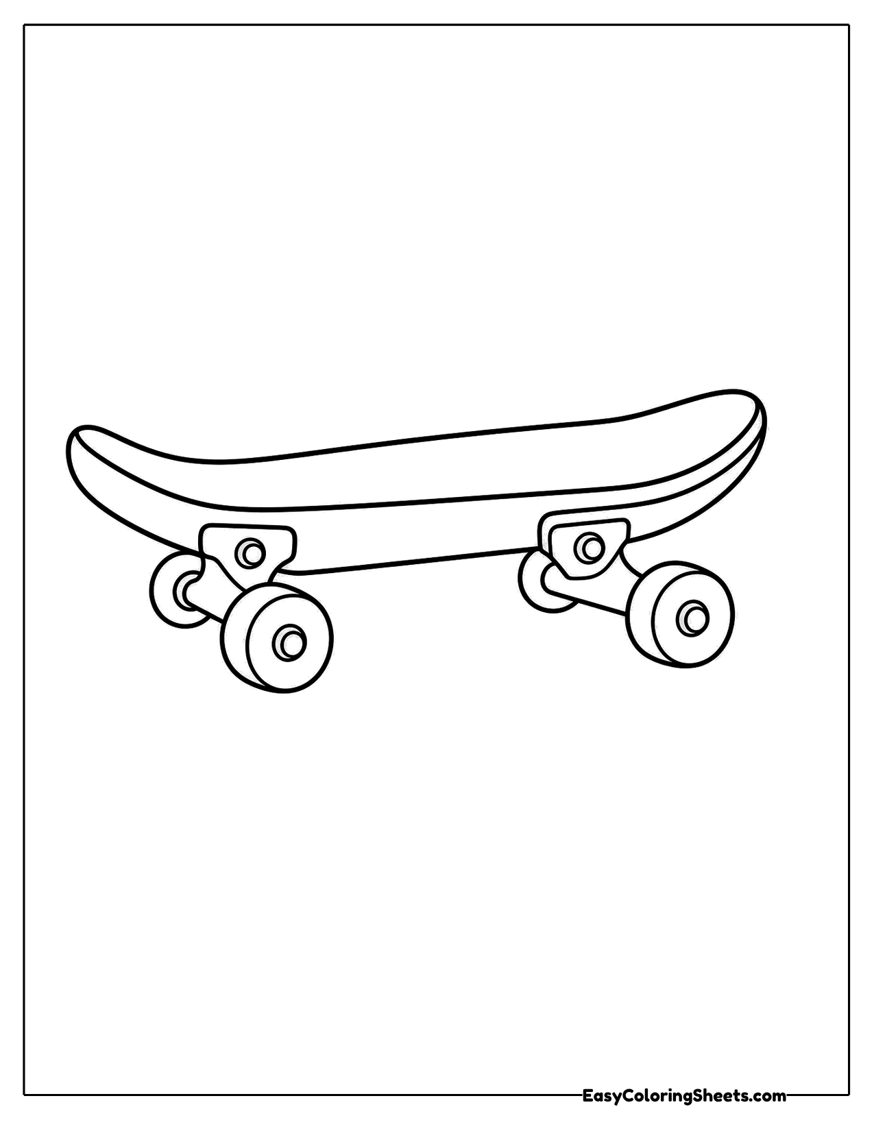 Classic skateboard with curved ends and four wheels