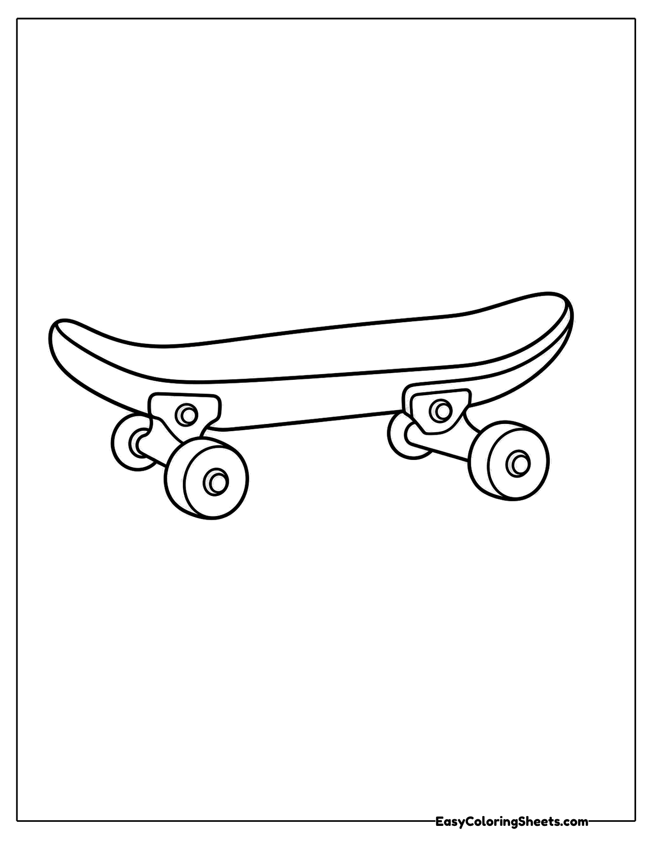 Classic skateboard with curved ends and four wheels