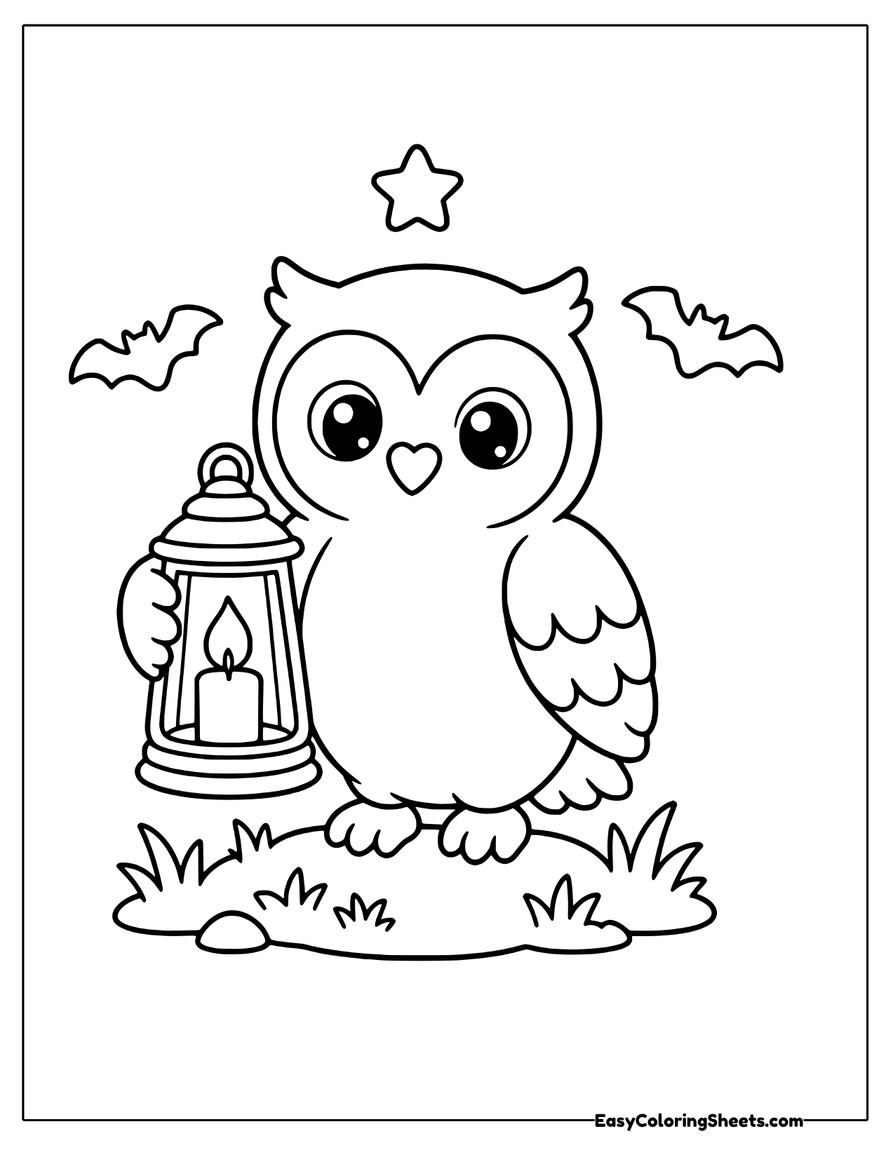 Owl holding a lantern at night