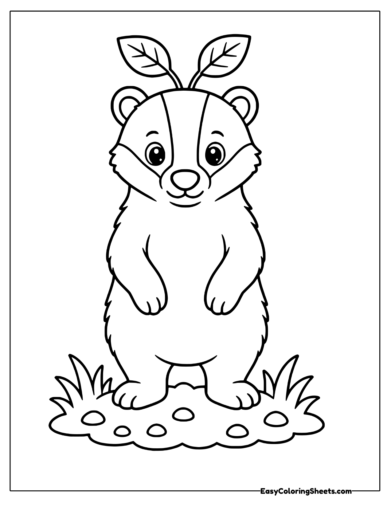 Badger standing upright in the grass