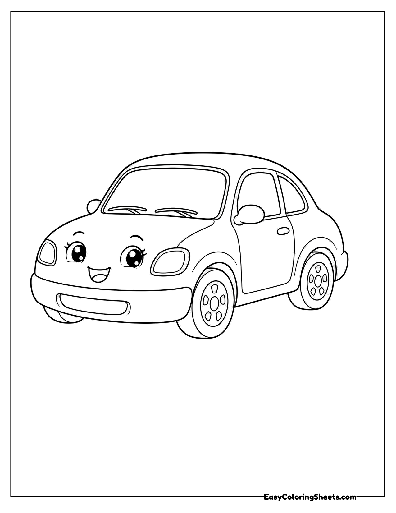 Friendly city car with a happy face