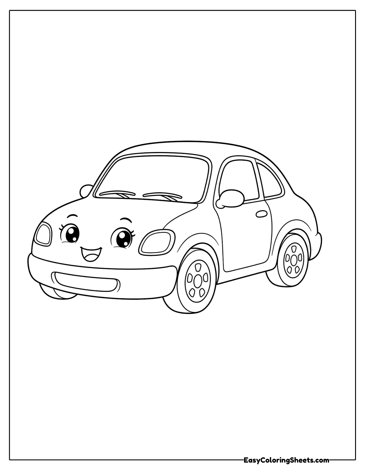 Friendly city car with a happy face