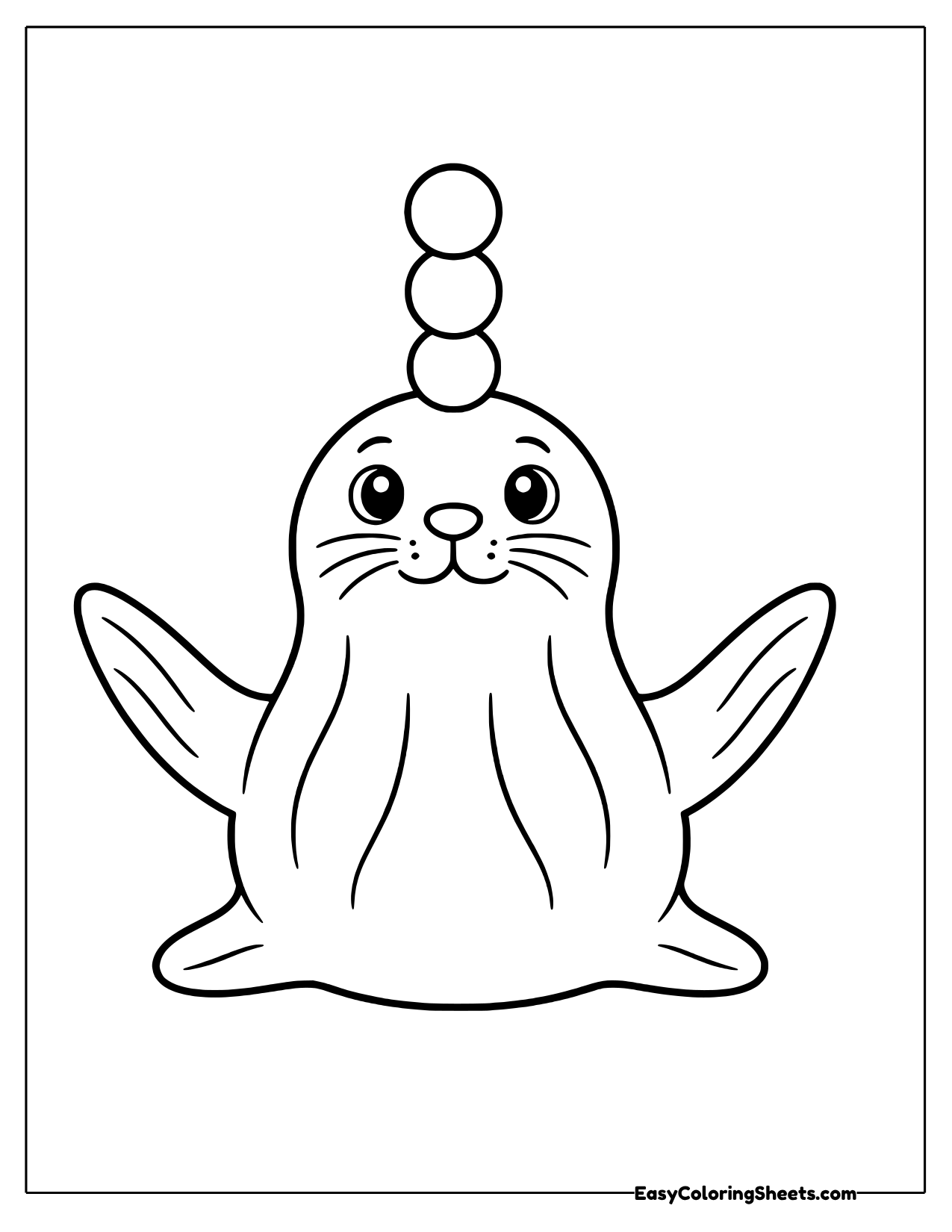 Seal with flippers spread balancing three stacked balls on its nose