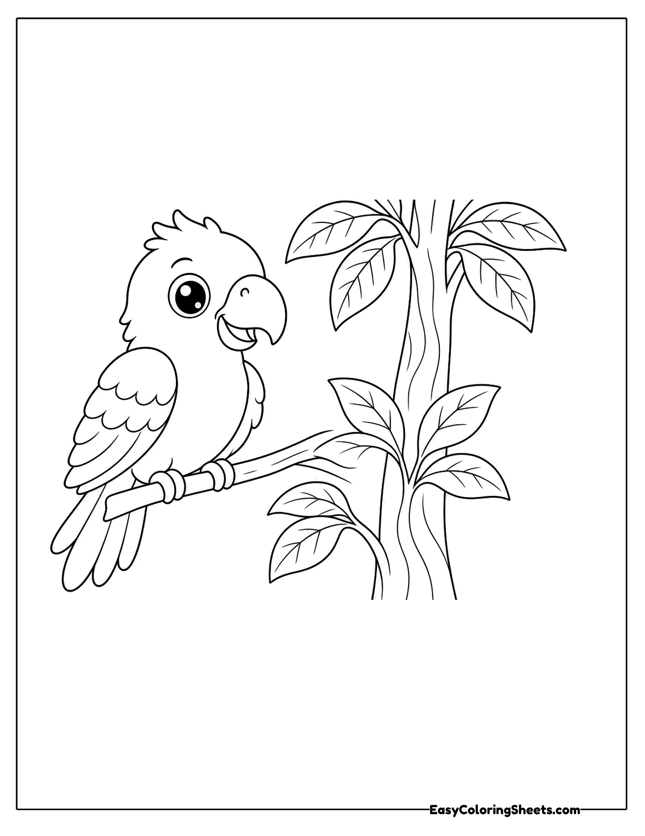 Parrot on a leafy tree branch