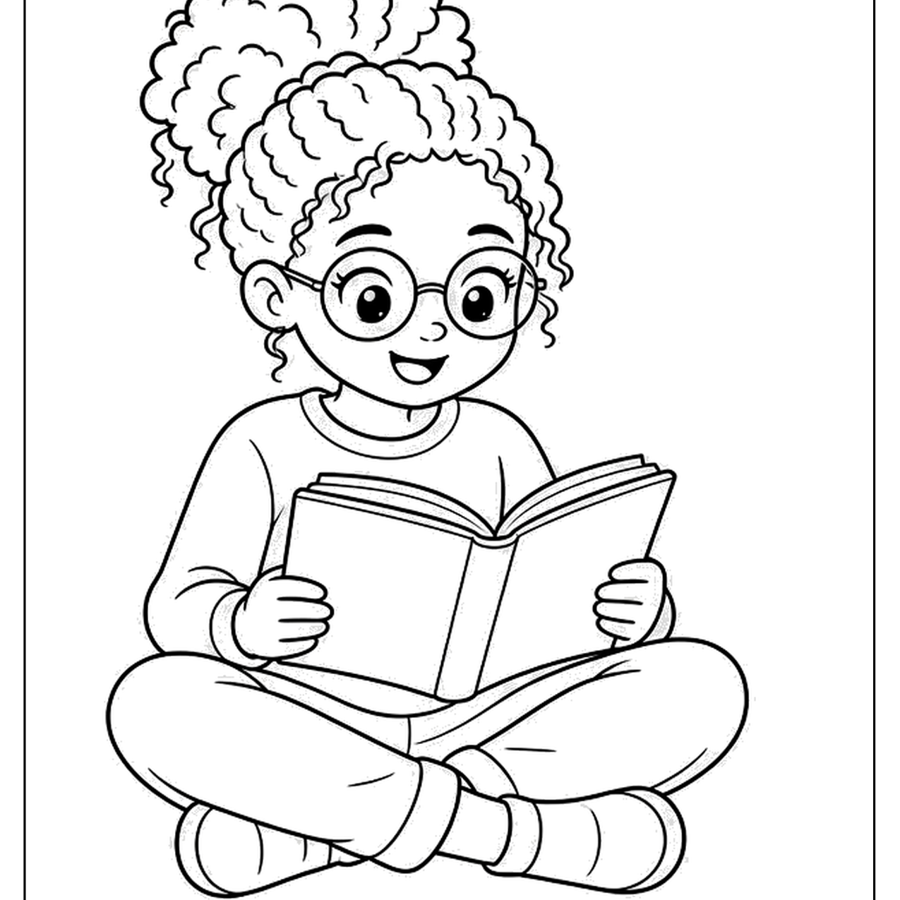 Girl with glasses reading a book