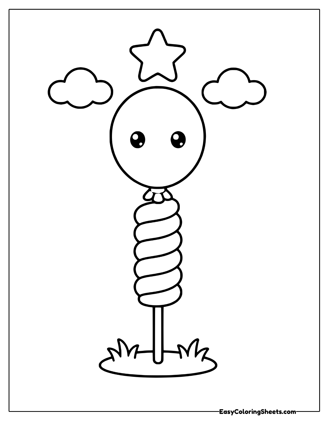 Smiling balloon with a twisted string stack
