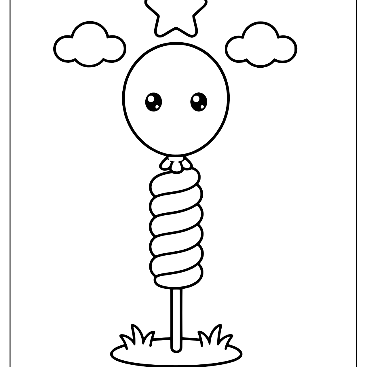 Smiling balloon with a twisted string stack